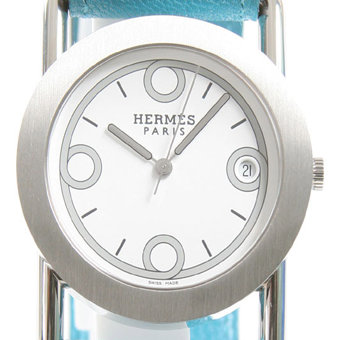 HERMES エルメス時計コピー バレニア BR1.710.130/OOAA ラウンド リバーシブル レザー ブルー＆ブラウン/ホワイト ボーイズ